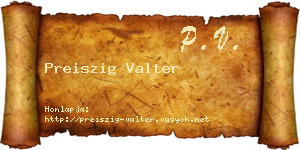 Preiszig Valter névjegykártya